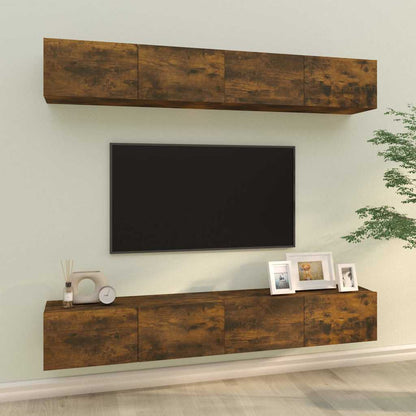 4 Piece Wall-mounted TV Cabinet Set Smoked Oak 100x30x30 cm