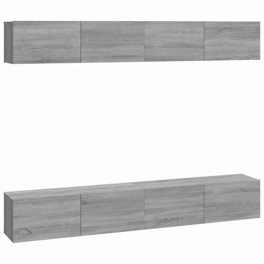 4 Piece Wall-mounted TV Cabinet Set Grey Sonoma 100x30x30 cm
