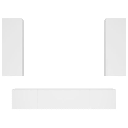 4 Piece TV Cabinet Set White Engineered Wood
