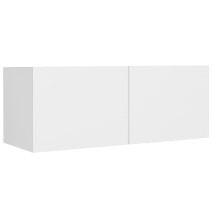 4 Piece TV Cabinet Set White Engineered Wood
