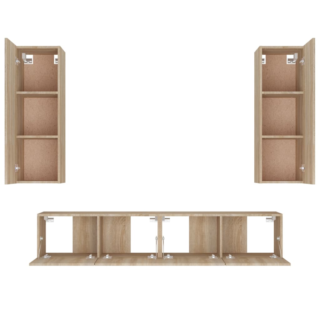 4 Piece TV Cabinet Set Sonoma Oak Engineered Wood