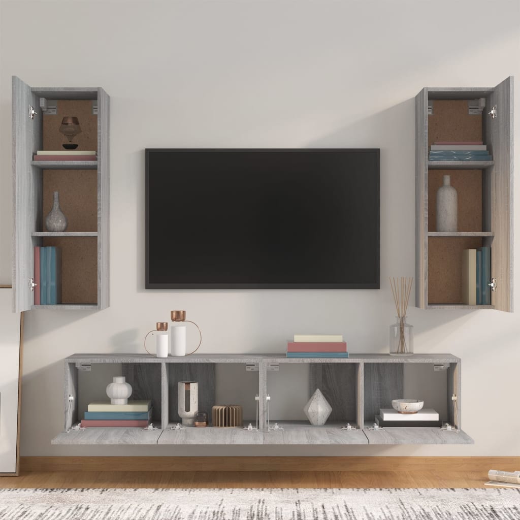 4 Piece TV Cabinet Set Grey Sonoma Engineered Wood