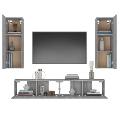 4 Piece TV Cabinet Set Grey Sonoma Engineered Wood