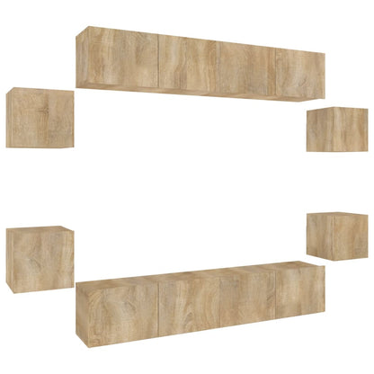 8 Piece TV Cabinet Set Sonoma Oak Engineered Wood