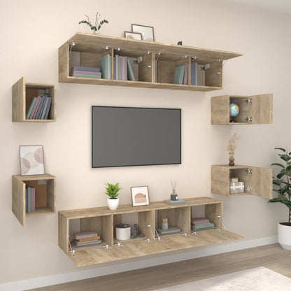 8 Piece TV Cabinet Set Sonoma Oak Engineered Wood