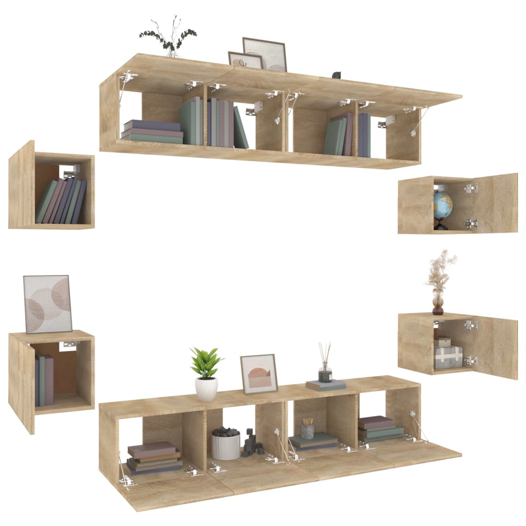 8 Piece TV Cabinet Set Sonoma Oak Engineered Wood