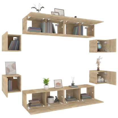 8 Piece TV Cabinet Set Sonoma Oak Engineered Wood