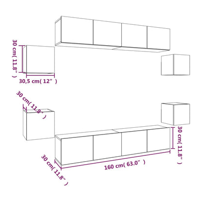 8 Piece TV Cabinet Set Sonoma Oak Engineered Wood