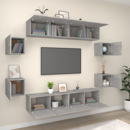 8 Piece TV Cabinet Set Concrete Grey Engineered Wood