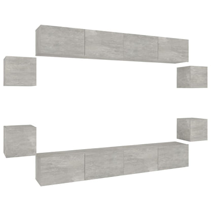 8 Piece TV Cabinet Set Concrete Grey Engineered Wood