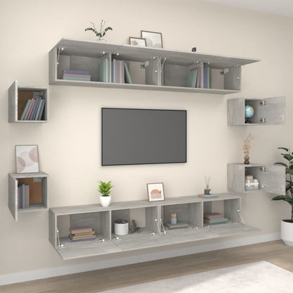 8 Piece TV Cabinet Set Concrete Grey Engineered Wood