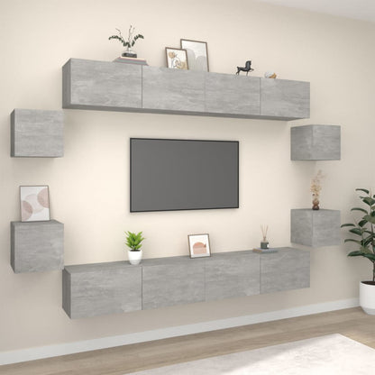 8 Piece TV Cabinet Set Concrete Grey Engineered Wood