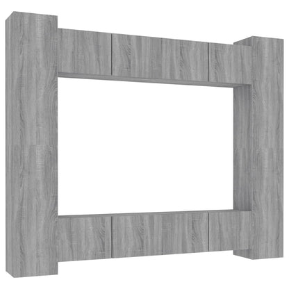 8 Piece TV Cabinet Set Grey Sonoma Engineered Wood