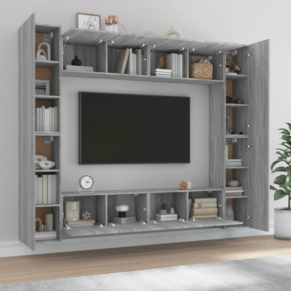 8 Piece TV Cabinet Set Grey Sonoma Engineered Wood