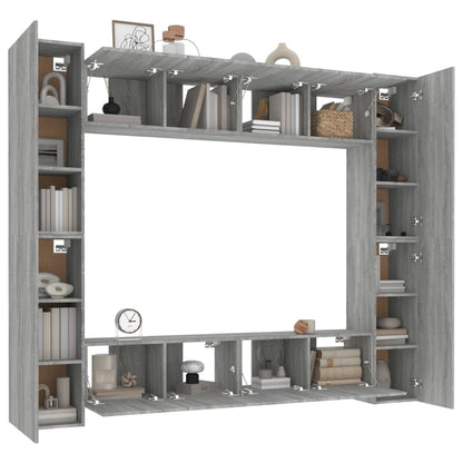 8 Piece TV Cabinet Set Grey Sonoma Engineered Wood