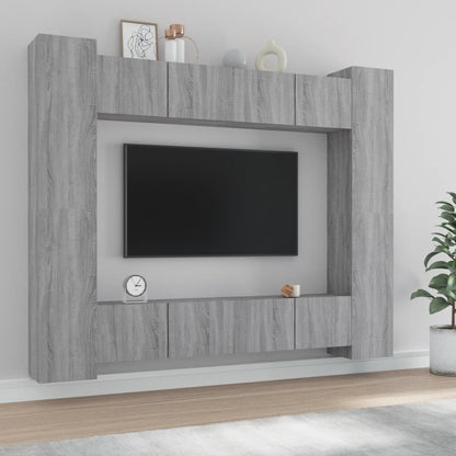 8 Piece TV Cabinet Set Grey Sonoma Engineered Wood