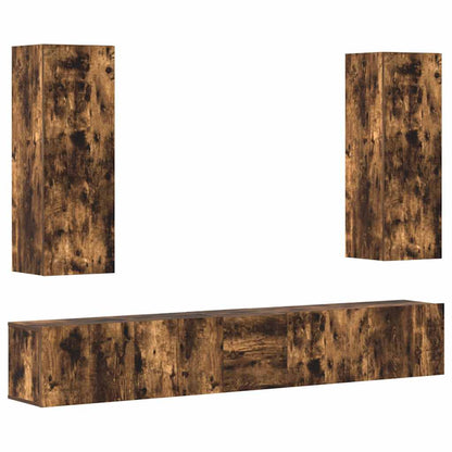 5 Piece TV Cabinet Set Smoked Oak Engineered Wood
