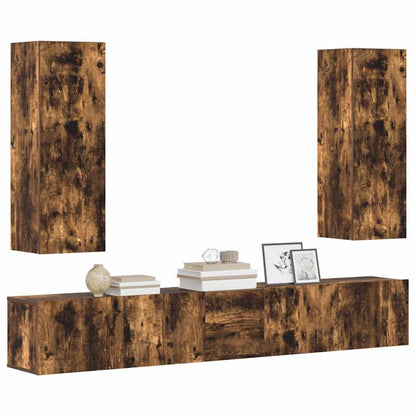 5 Piece TV Cabinet Set Smoked Oak Engineered Wood