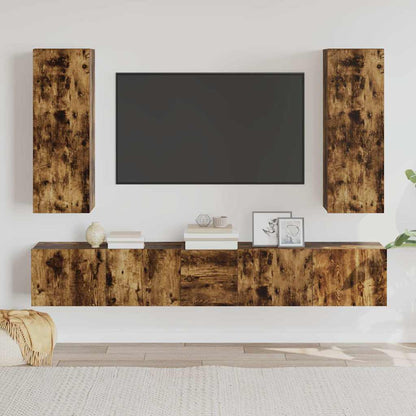 5 Piece TV Cabinet Set Smoked Oak Engineered Wood