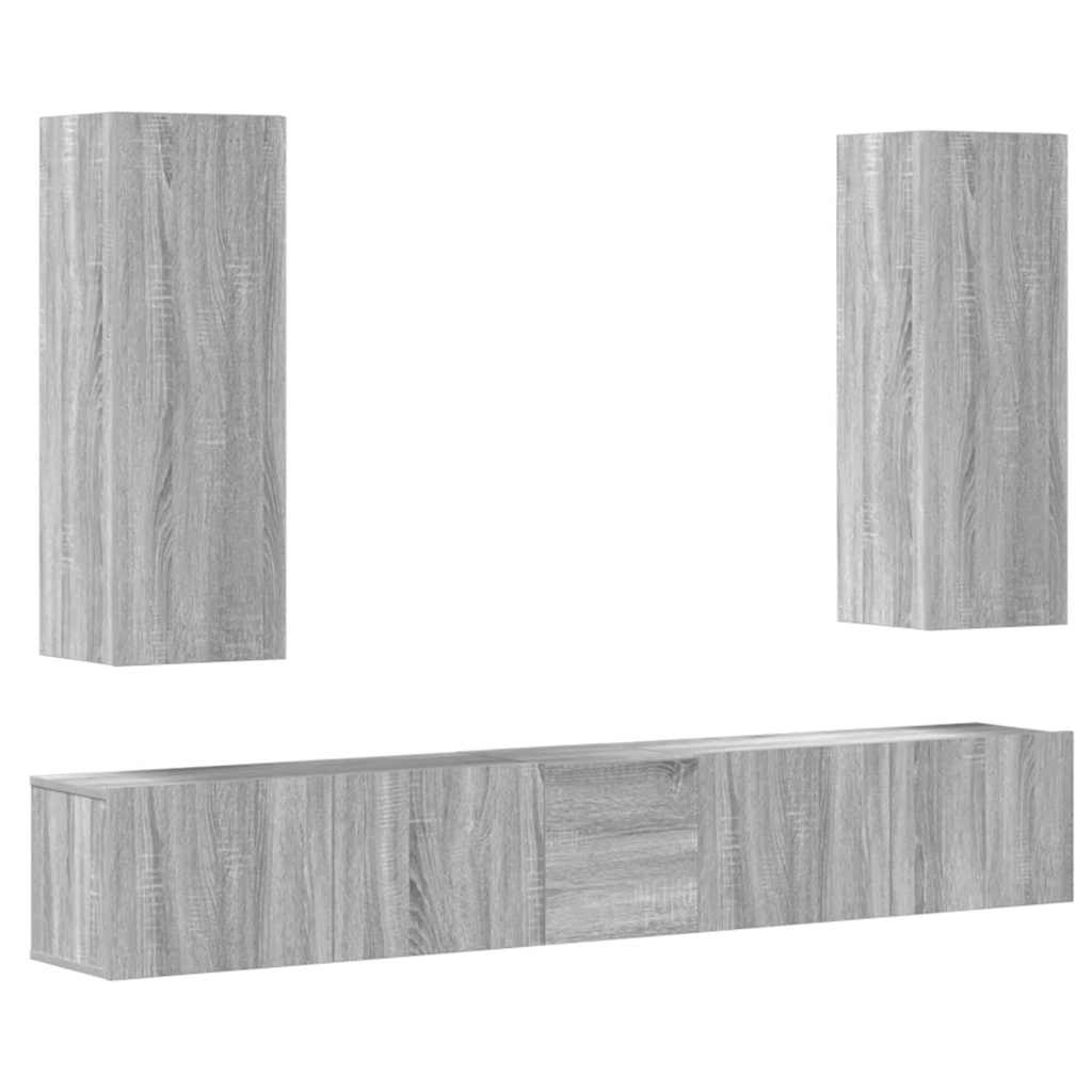5 Piece TV Cabinet Set Grey Sonoma Engineered Wood