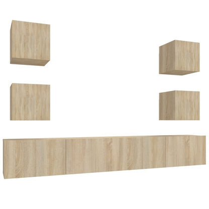 6 Piece TV Cabinet Set Sonoma Oak Engineered Wood