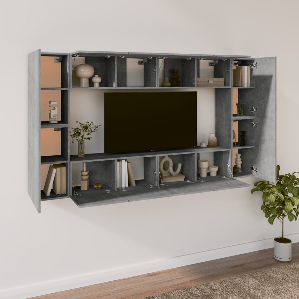 8 Piece TV Cabinet Set Concrete Grey Engineered Wood