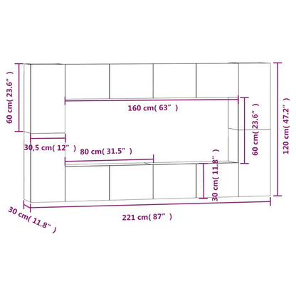 8 Piece TV Cabinet Set Concrete Grey Engineered Wood
