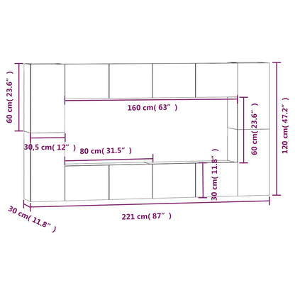 8 Piece TV Cabinet Set Concrete Grey Engineered Wood