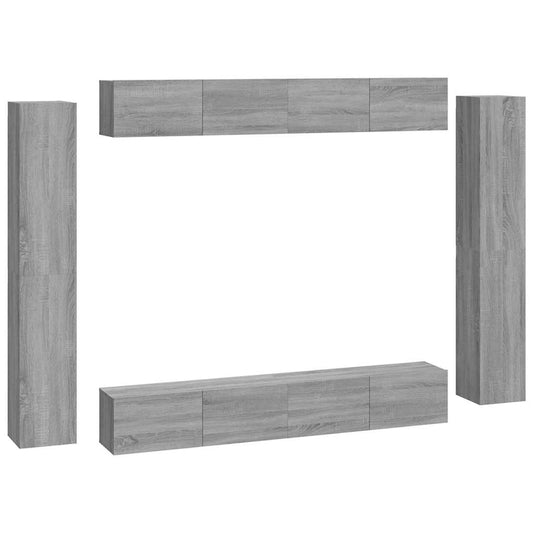 8 Piece TV Cabinet Set Grey Sonoma Engineered Wood
