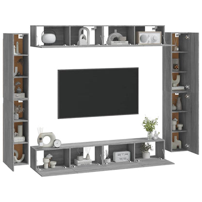 8 Piece TV Cabinet Set Grey Sonoma Engineered Wood