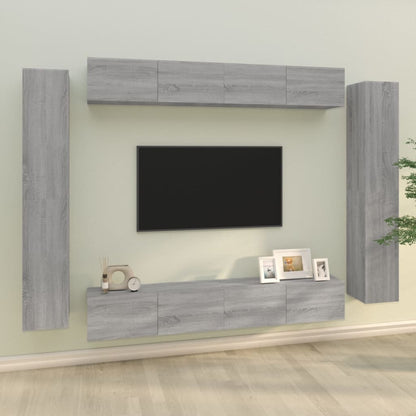8 Piece TV Cabinet Set Grey Sonoma Engineered Wood