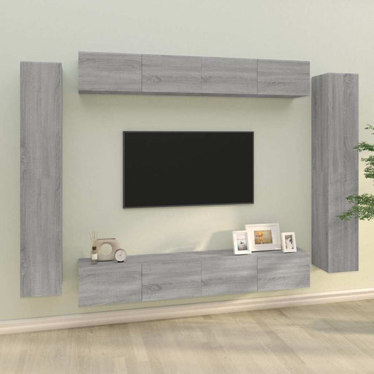 8 Piece TV Cabinet Set Grey Sonoma Engineered Wood