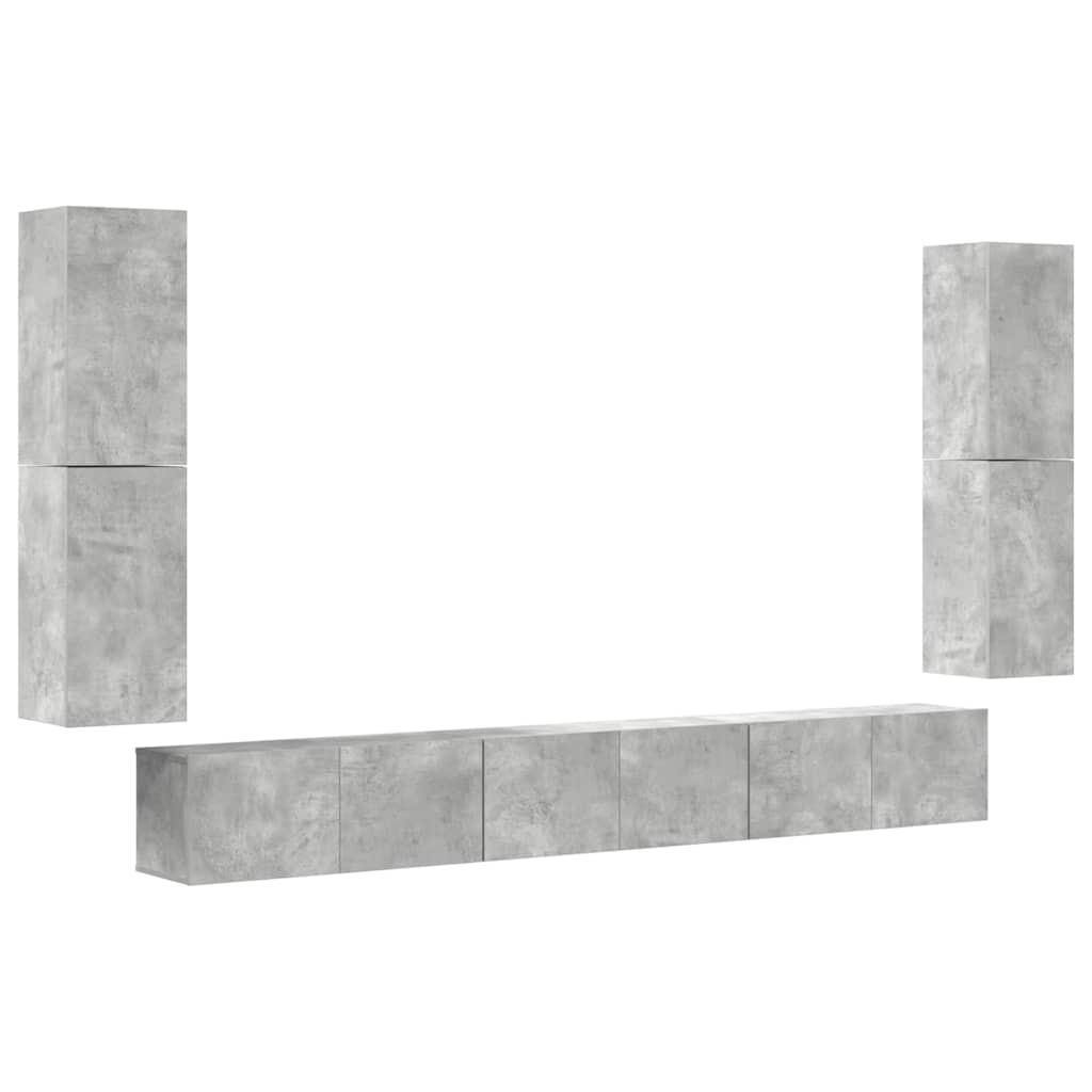 7 Piece TV Cabinet Set Concrete Grey Engineered Wood
