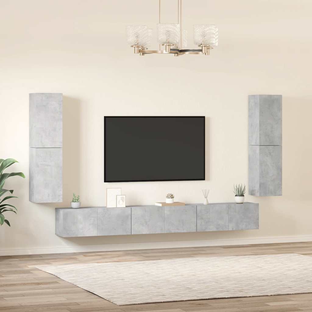 7 Piece TV Cabinet Set Concrete Grey Engineered Wood