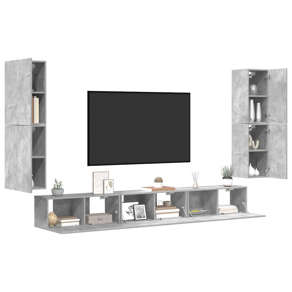 7 Piece TV Cabinet Set Concrete Grey Engineered Wood