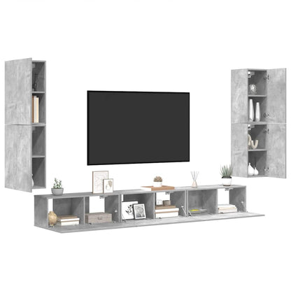 7 Piece TV Cabinet Set Concrete Grey Engineered Wood