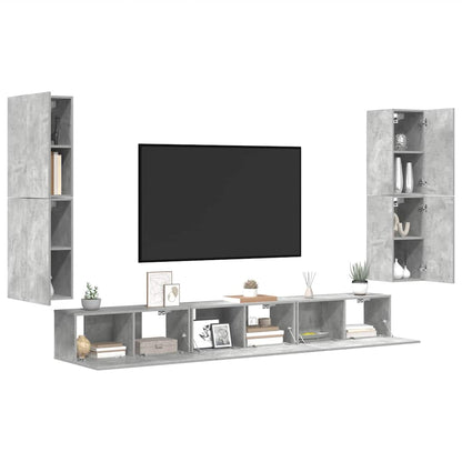 7 Piece TV Cabinet Set Concrete Grey Engineered Wood