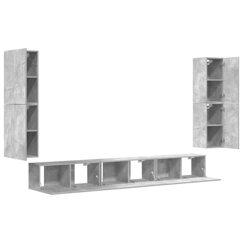 7 Piece TV Cabinet Set Concrete Grey Engineered Wood