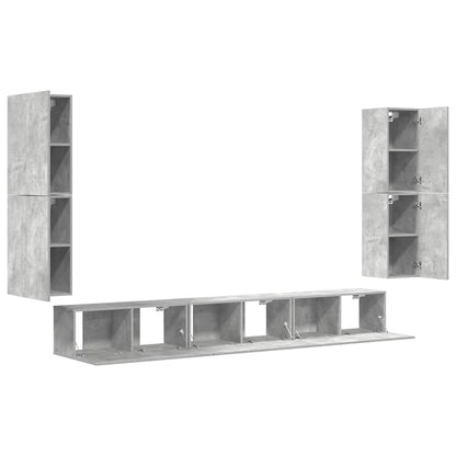 7 Piece TV Cabinet Set Concrete Grey Engineered Wood