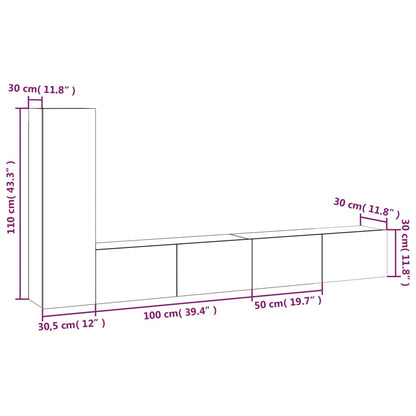 3 Piece TV Cabinet Set Concrete Grey Engineered Wood