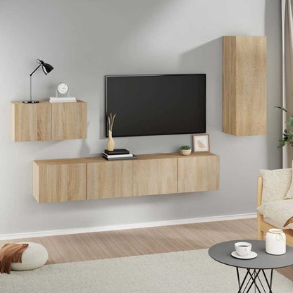 4 Piece TV Cabinet Set Sonoma Oak Engineered Wood