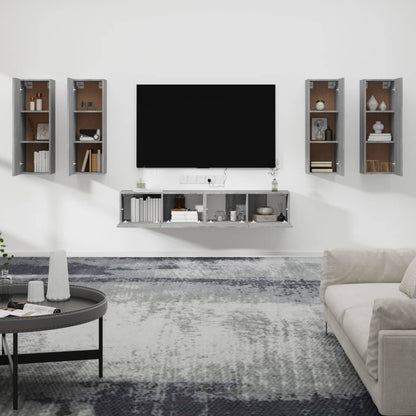 6 Piece TV Cabinet Set Grey Sonoma Engineered Wood