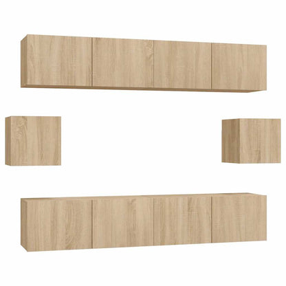 6 Piece TV Cabinet Set Sonoma Oak Engineered Wood