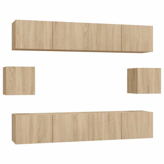 6 Piece TV Cabinet Set Sonoma Oak Engineered Wood