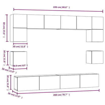 8 Piece TV Cabinet Set Concrete Grey Engineered Wood