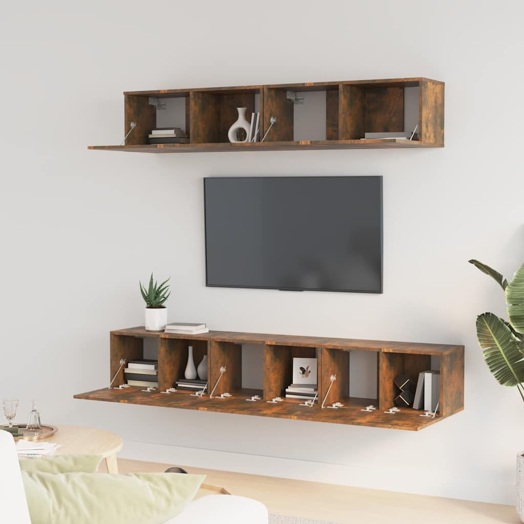 5 Piece TV Cabinet Set Smoked Oak Engineered Wood