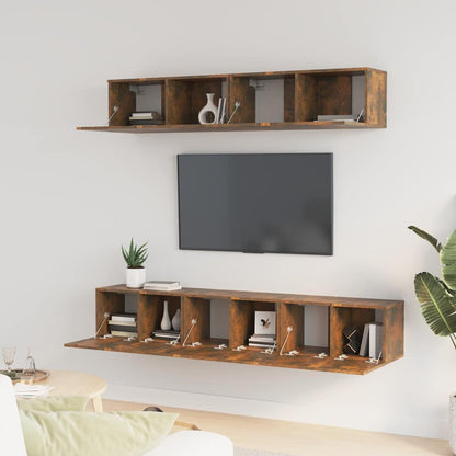 5 Piece TV Cabinet Set Smoked Oak Engineered Wood