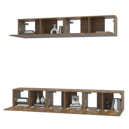 5 Piece TV Cabinet Set Smoked Oak Engineered Wood
