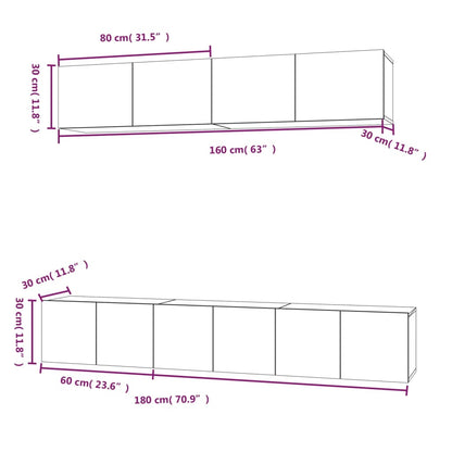 5 Piece TV Cabinet Set Smoked Oak Engineered Wood