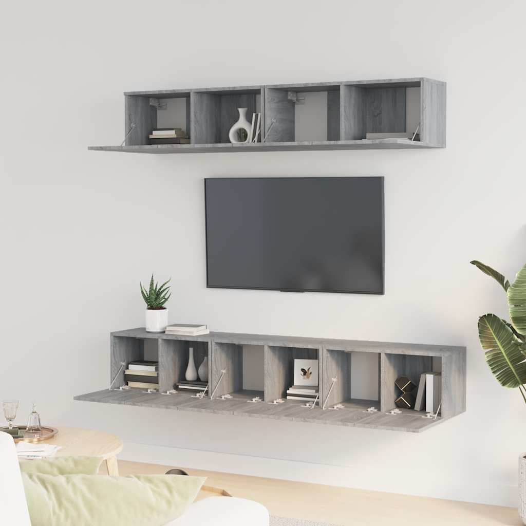 5 Piece TV Cabinet Set Grey Sonoma Engineered Wood